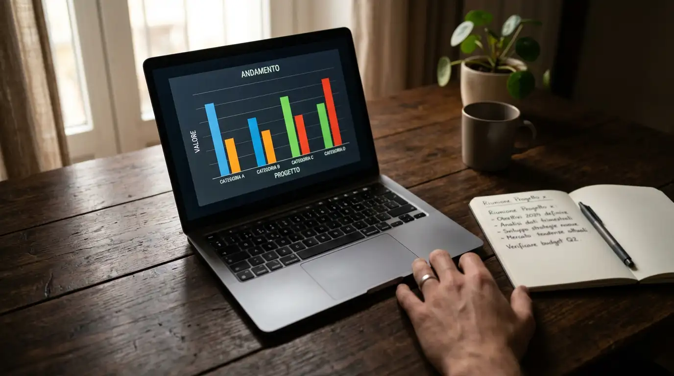 Laptop con grafico statistico sull'andamento del giro veloce nelle gare F1