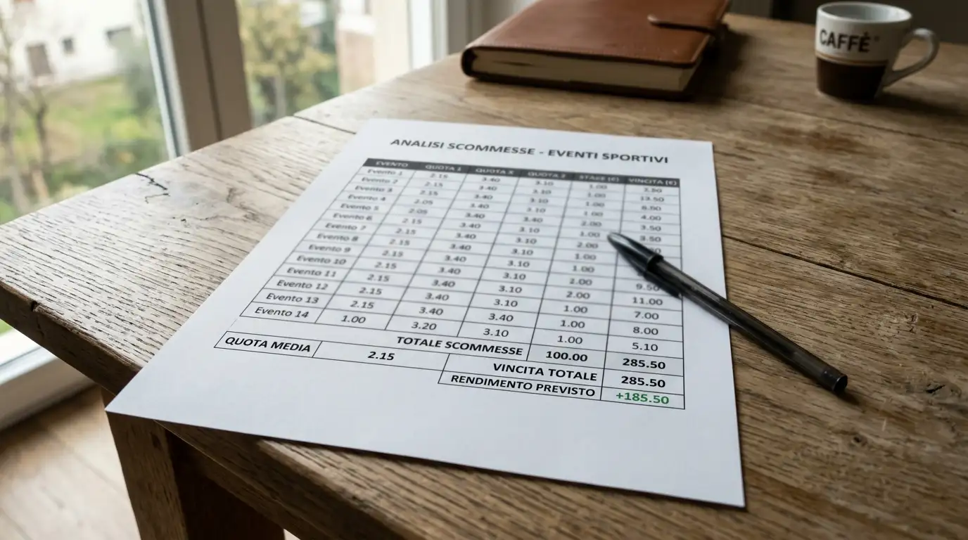Schermo con tabella di quote antepost e calcolo dell'overround del bookmaker