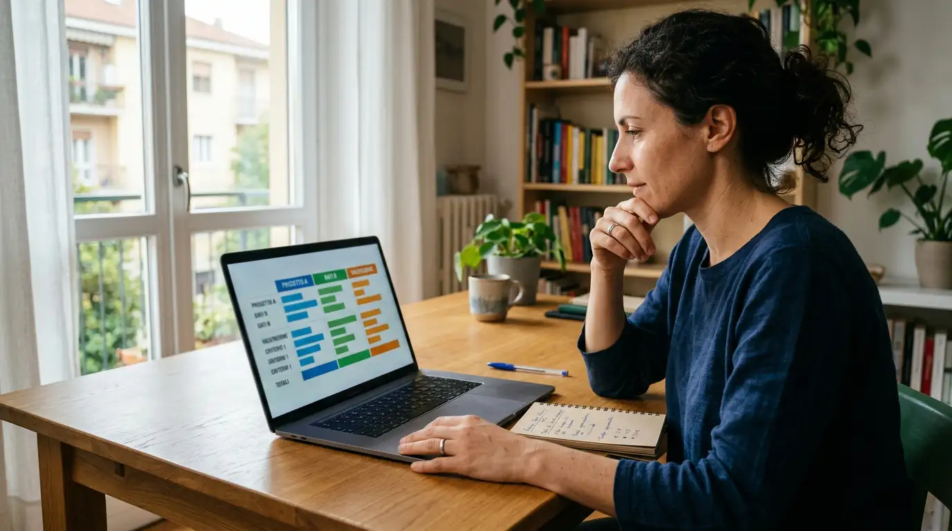 Persona che confronta quote di diversi bookmaker su laptop