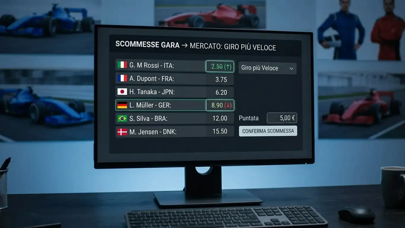 Monitor che mostra le quote in tempo reale del mercato giro veloce