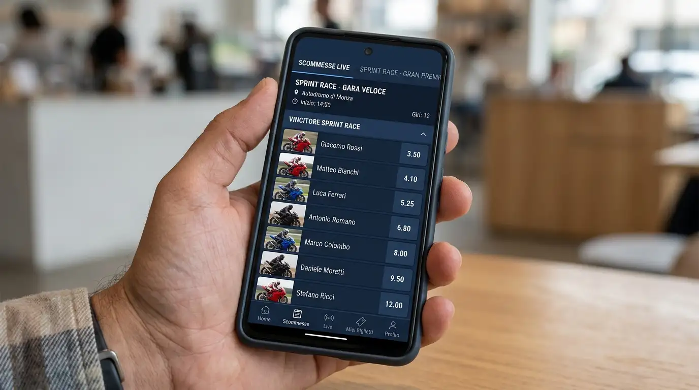 Smartphone con quote della Sprint Race MotoGP aperte sull'app del bookmaker