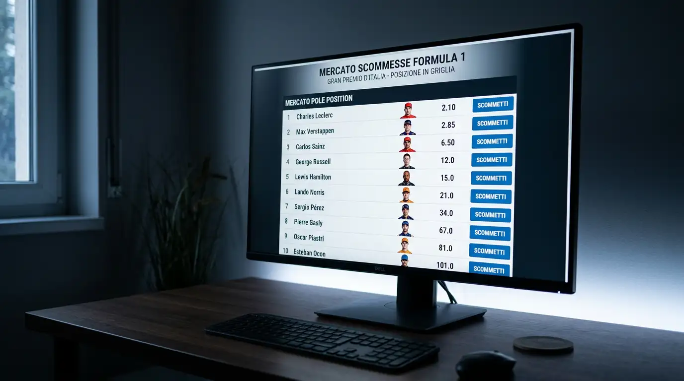 Monitor con quote del mercato Pole Position per F1 e MotoGP
