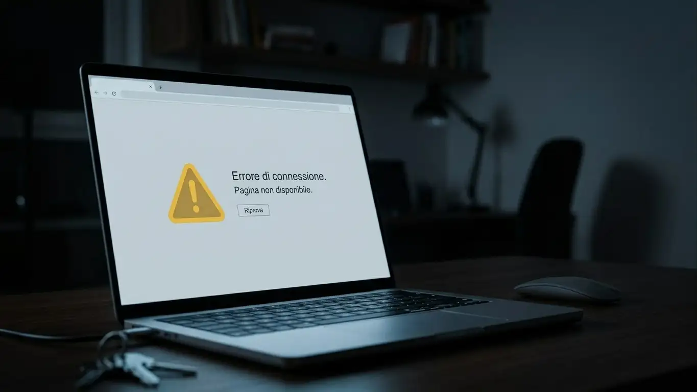 Schermo di computer con avviso di sito scommesse offshore non autorizzato in Italia
