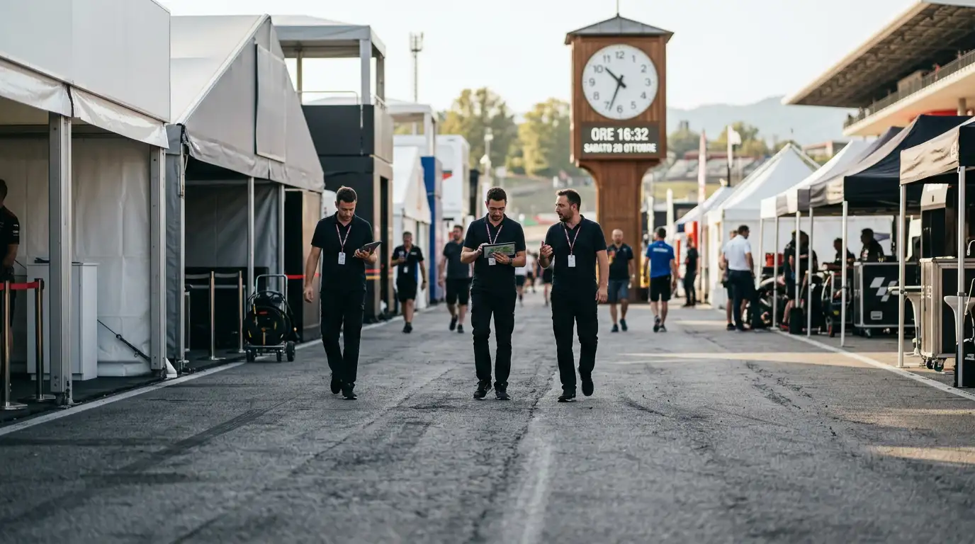 Paddock MotoGP il sabato con orologio del weekend di gara